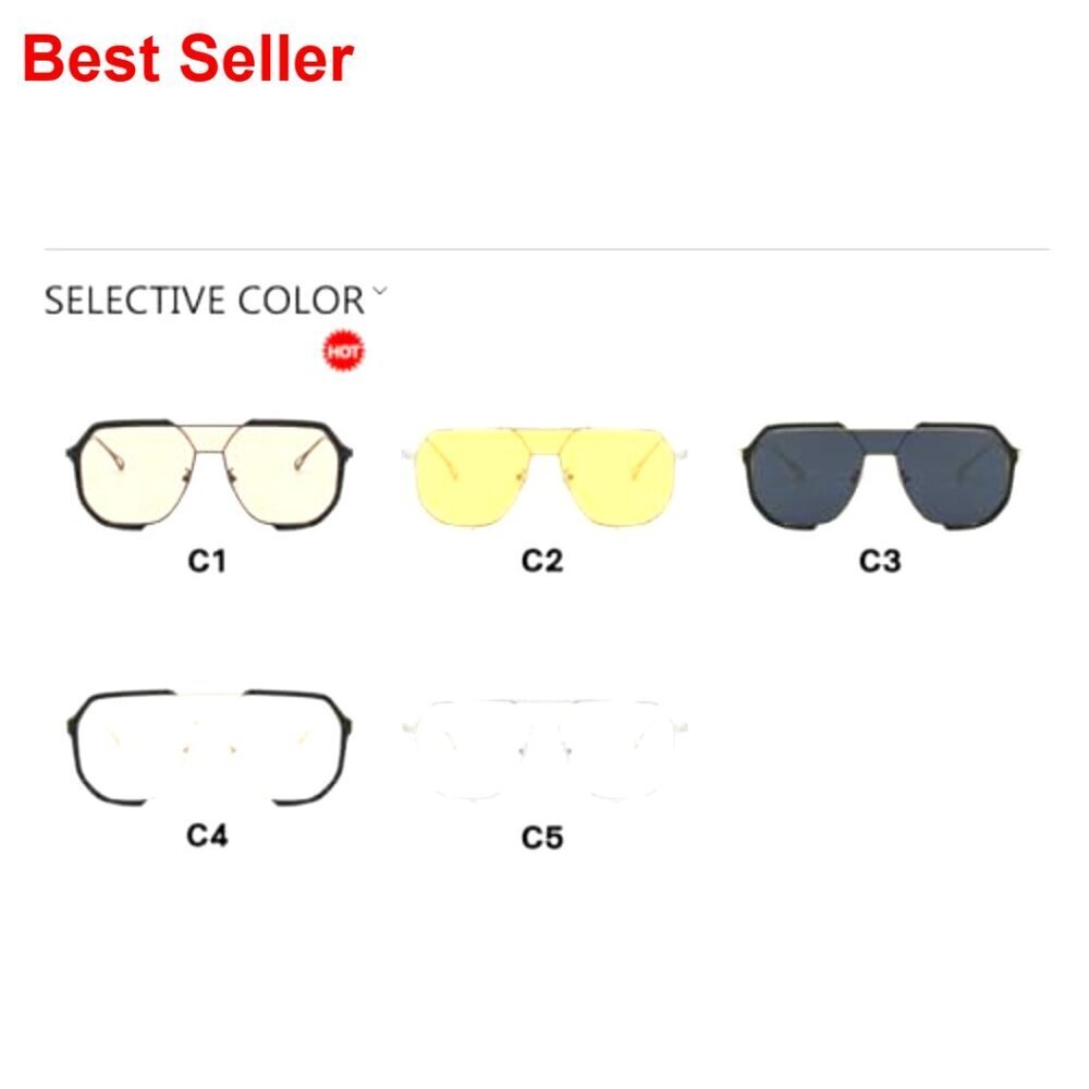 Oversized Square Sunglasses Vintage Punk UV400 Protection Unisex Eyewear - Picture 6 of 7